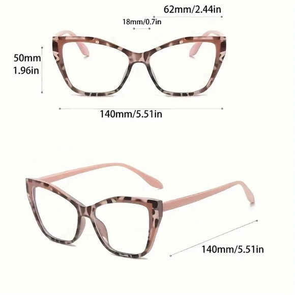 Cat Eye Leopard Color Block Frame Clear Lens Glasses - Picture 4 of 4